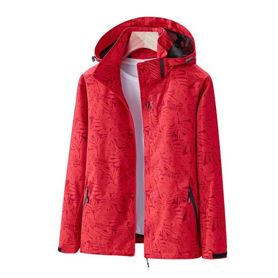 Pánská bunda S kapucí Stojáček Límec Dlouhý rukáv Potisk Bunda Kabát s kapsami Zapínání na zip Větruodolné Voděodolné svrchní oblečení