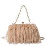 Hot Sale Retro Large Capacity Plush Women's Bag Pearl Chain Small Square Bag Shoulder Crossbody Bag