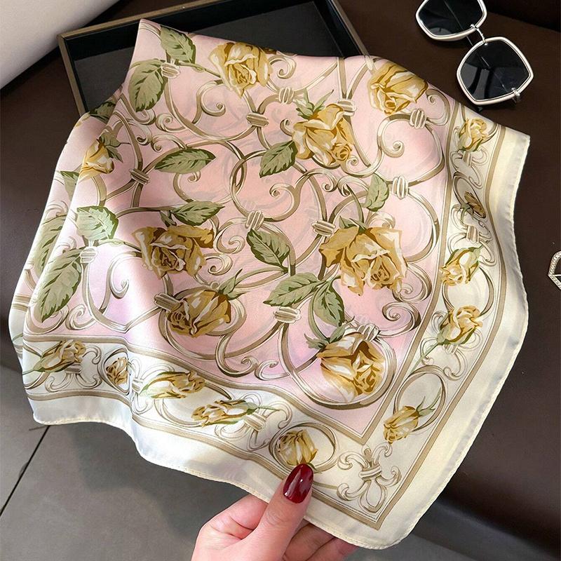 Luxury Design 70*70cm Horse Print Silk Square Scarf Women Soft Satin Hairband Neckerchief Office Hijab Headband Foulard