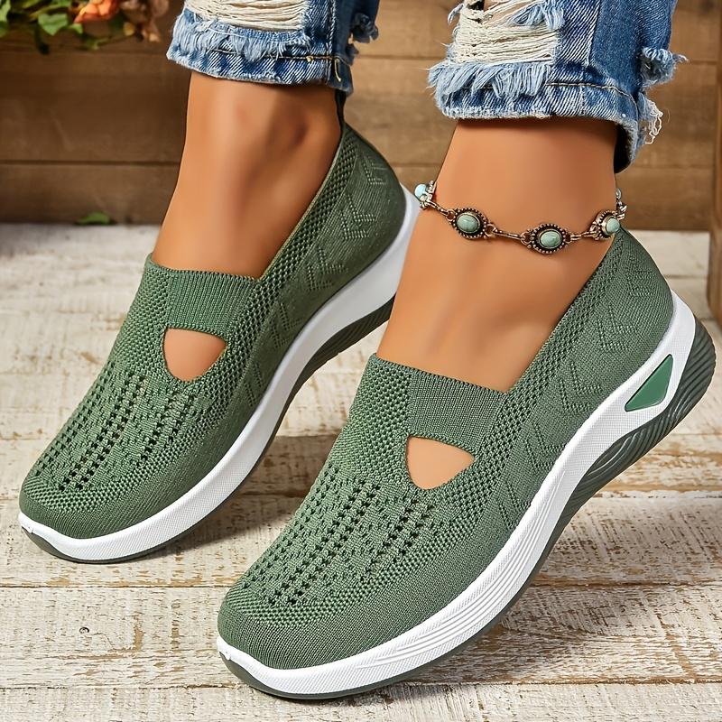 Simple Ladies Breathable Hollow Sneakers-casual Light Flat-bottomed Outdoor Walking Shoes, Suitable for Low Tops In All Seasons.