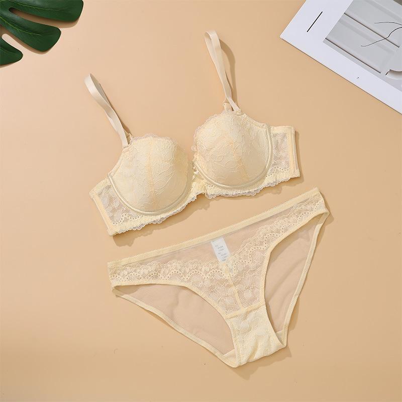 Sexy Half-cup Lace Suit for Small Chest, Non-empty Cup Underwear for Women, Gathered Anti-sagging Bra