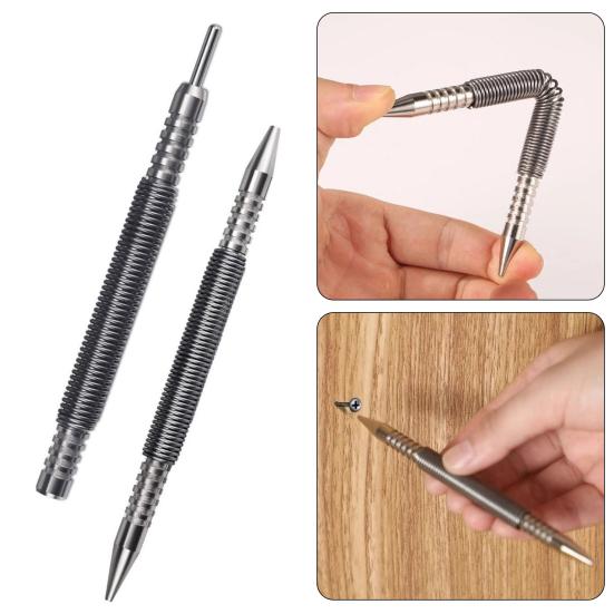 Dual Head Spring Punch Tool 3500 Nail Set Hinge Pin PSI Impact Hammerless Design