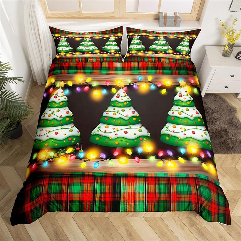 Vánoční povlak na přikrývku Santa Claus Ložní souprava Vánoční Šťastný Nový Rok Dekor Přikrývka Mikrovlákno Přehoz na postel Královská velikost