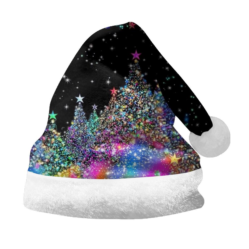 2024 Christmas Short Plush Santa Claus Hat for Adults & Kids - DIY Printed Ornaments