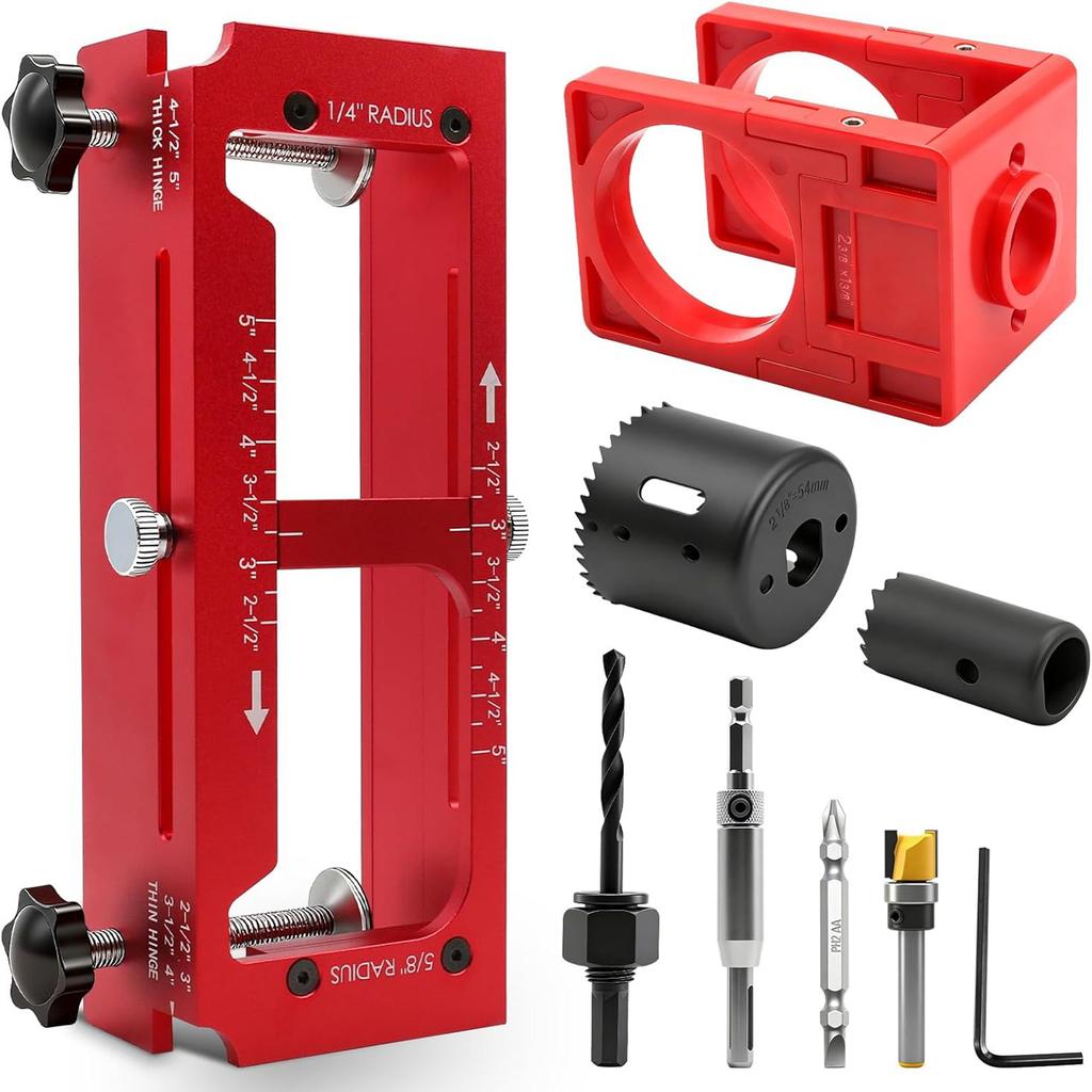 Door Hinge Jig Lock Installation Kit Hole Drilling Set Aluminum Alloy Router Template Mortising 2.5 5in Square 1 4in 5