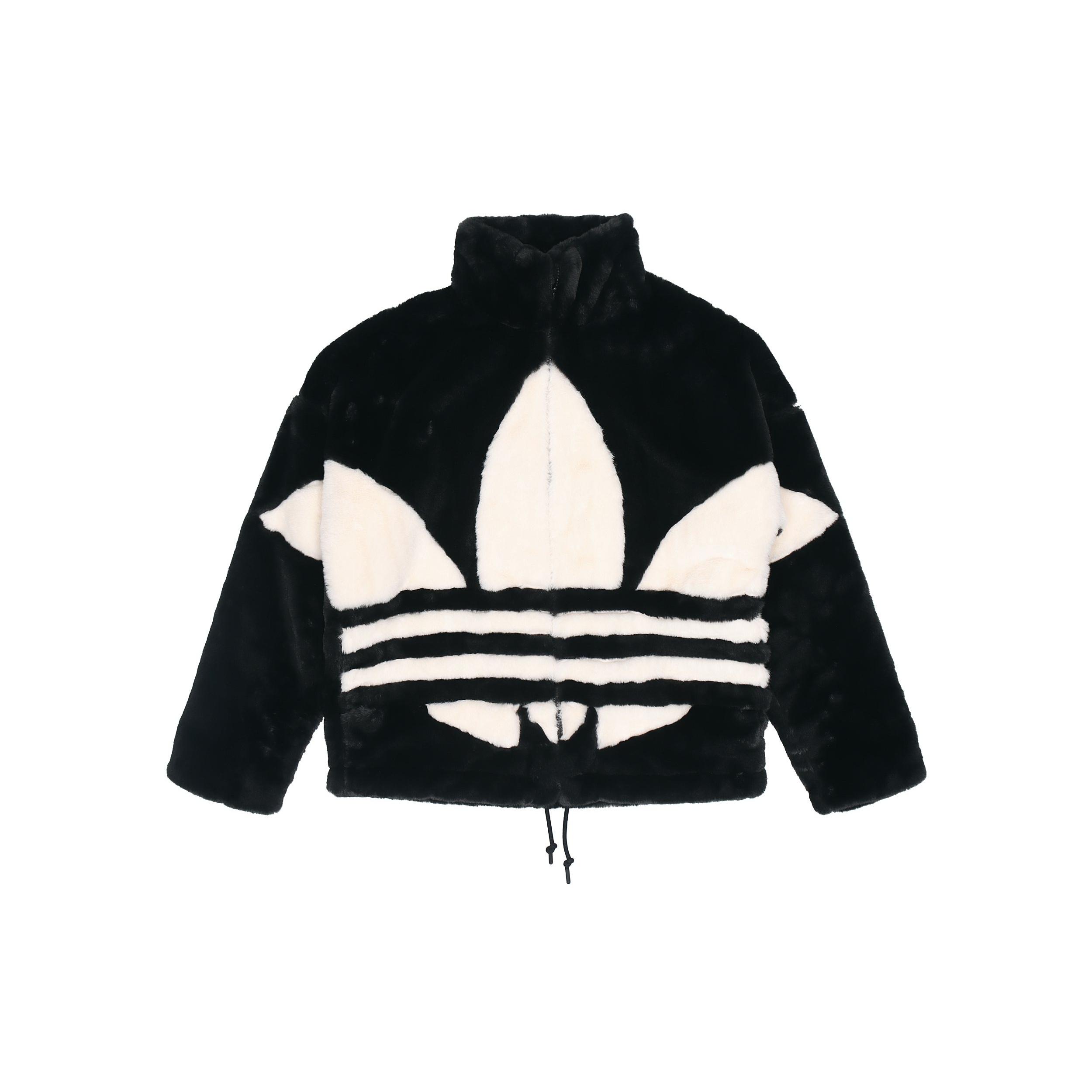Men s adidas originals Contrasting Colors Large Logo Loose Stand Collar Sports Jacket Black HC0323 XS