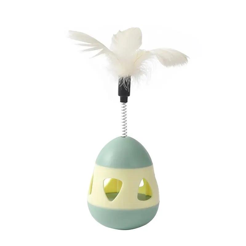 Cat Interactive Tumbler Toy - Leaky Food Ball With Feather Teaser, Rolling Boredom Relief & Fun Pet Entertainment