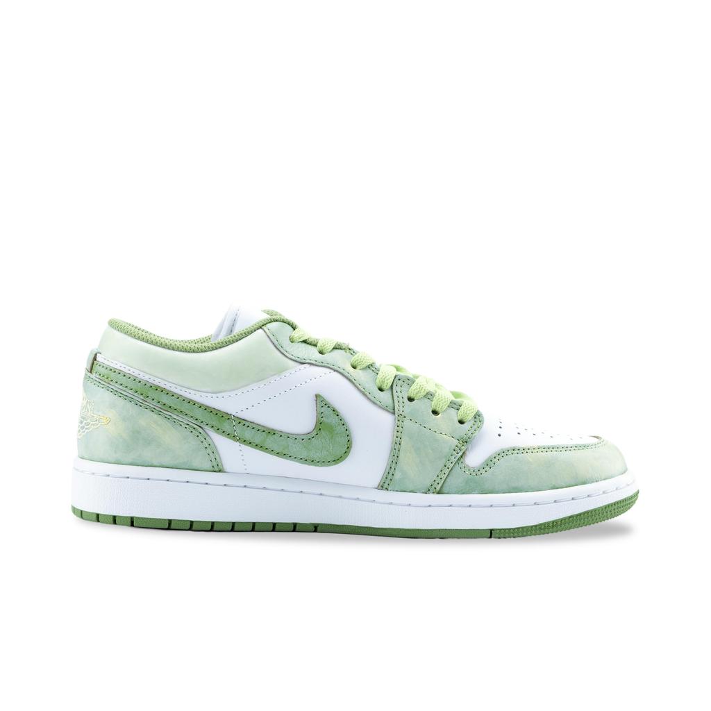 Jordan Air Jordan 1 Martial Arts Abrasion Resistant Low Top Vintage Basketball Shoes Unisex White Green 553558-300(Team836-)