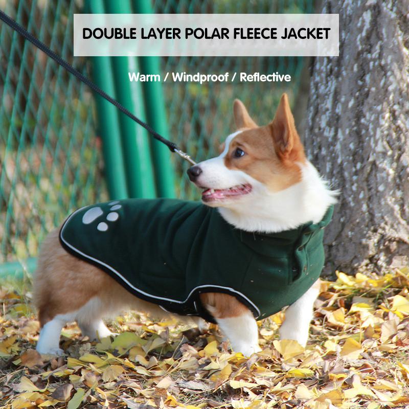 Fleece-Hundejacke, Frühling, warme Hundekleidung für kleine, mittelgroße und große Hunde, reflektierend, winddicht, Outdoor-Haustiermantel, elastischer Bauch, Corgi