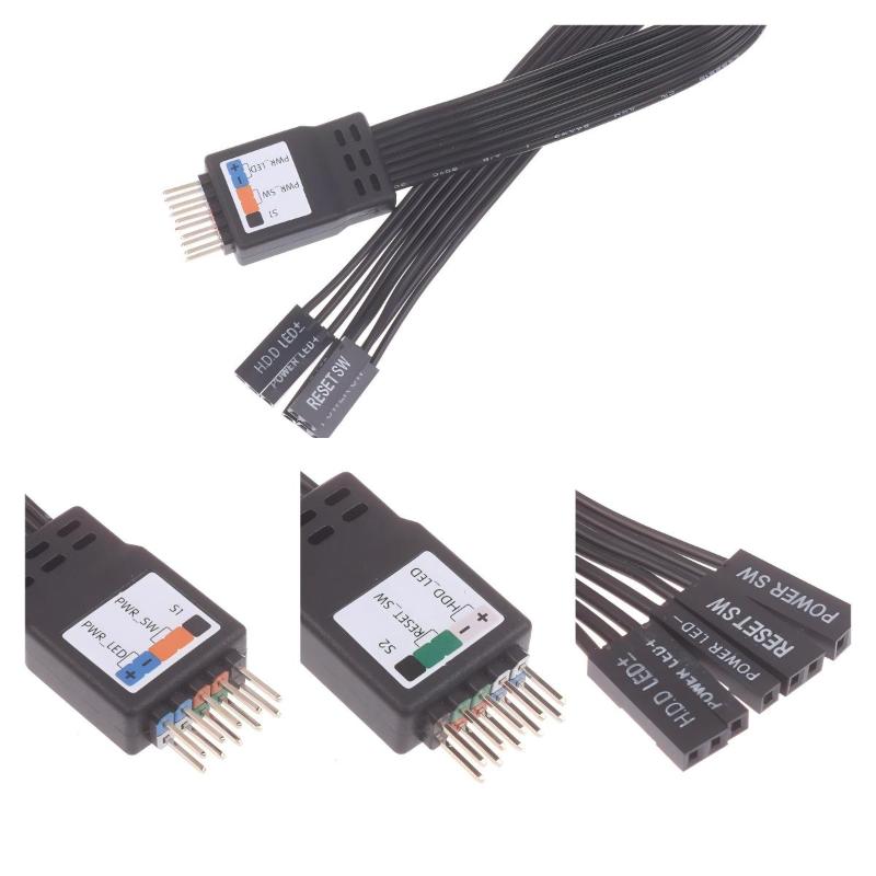 20cm 30cm 50cm 9Pin Header Computer Motherboard Front Extension Cable For PC Motherboard Power Switch Restart Hard Drive