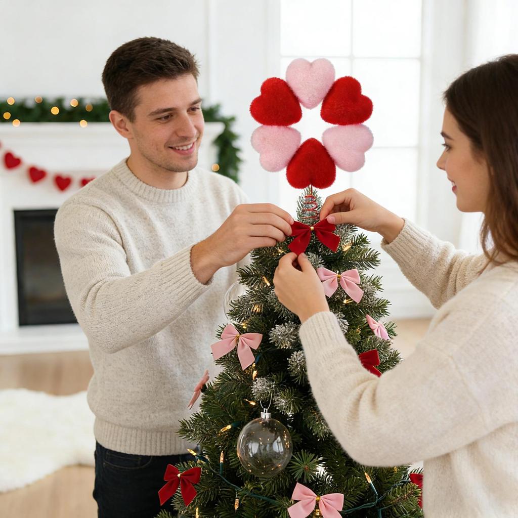 Valentines Day Tree Topper 13.4 Inch Valentines Decor Love-Themed Tree Top Decorations For Couples Desktop Home Living Room