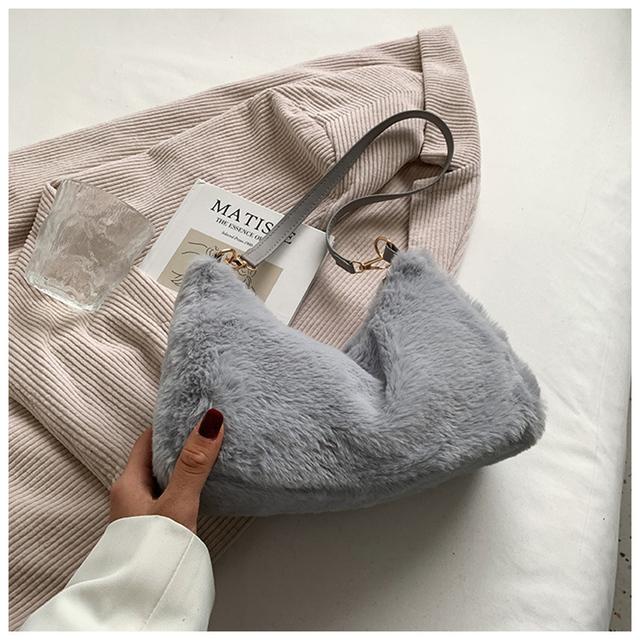 

Luxury Faux Fur Fashion Mini Tote Bag Women Handbags Designer Lady Purses Fluffy Soft Plush Shopper Bag Warm Winter Sac