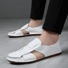 Sommer Neue Herren Gladiatoren Schwarz Weiß Slipper Pu Leder Freizeitschuhe Männlich Atmungsaktiv Strandsandalen Outdoor Hausschuhe