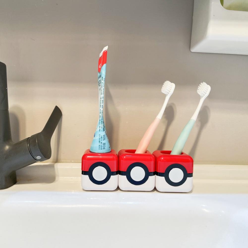 Figura Anime Pokémon Porta-Escova de Dentes Pikachu Banheiro Pasta de Dentes Escova de Dentes Prateleira Suspensa de Parede Decoração para Casa