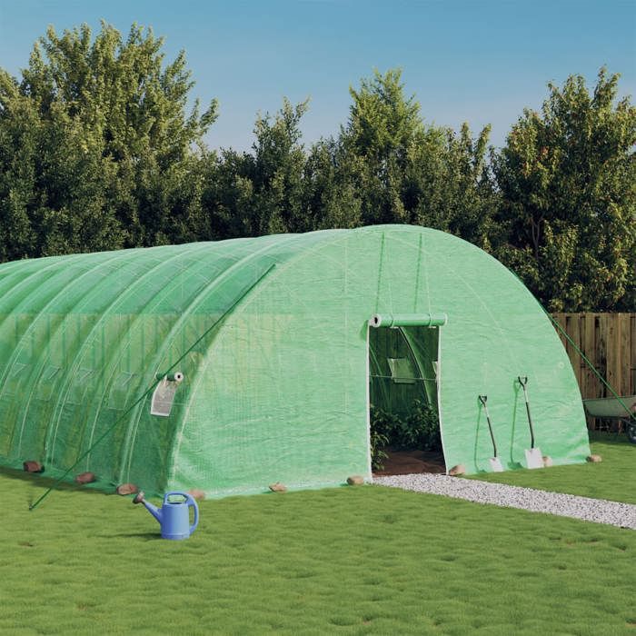 VidaXL Serre avec cadre en acier vert 60 m² 10x6x2,85 m, polytunnel, serre à cadre froid, serre pour tomate, serre de 3188108