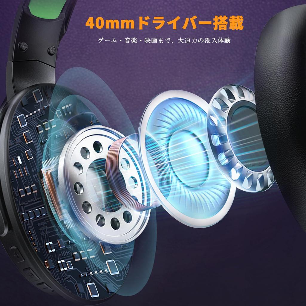 Wired Gaming Headset with High Sound Surround 40mm Lightweight RGB Compatible with Black and Green 3.5mm Jack, Noise-Canceling Microphone, Isolation,