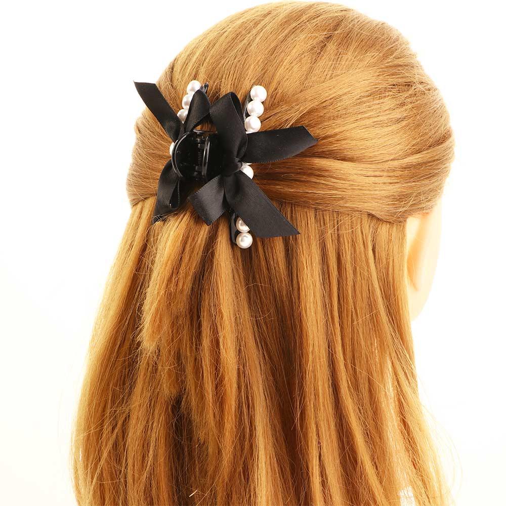 Pearl Rhinestone Shark Clip Korean Style Crab Clips Bow Hair Claw Women Hair Clips Hair Accessories