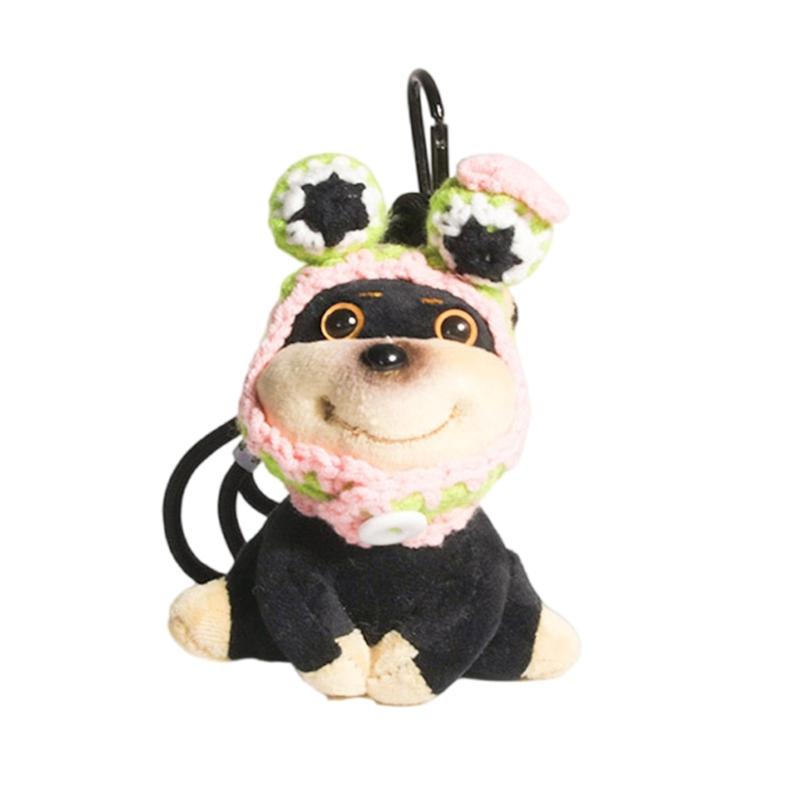

Swollen Dog Plush Keychain Cozy Hat Designs Backpack Pendant Plush Texture Suitable for Birthdays and Holidays Present