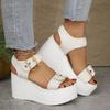 Women's Summer Wedge Heel Fashion Straw Peep Toe Casual Sandals Plus Size