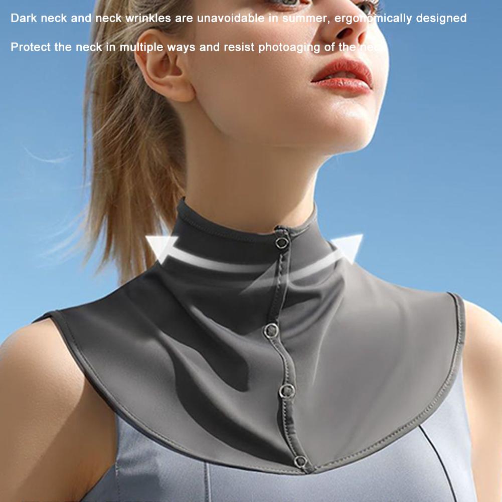Women Anti-UV Fake Collar Shawl Cooling Neck Wrap Pullover Shoulder Neck Gaiters Ice Silk Sunscreen Outdoor Solid Color Protect