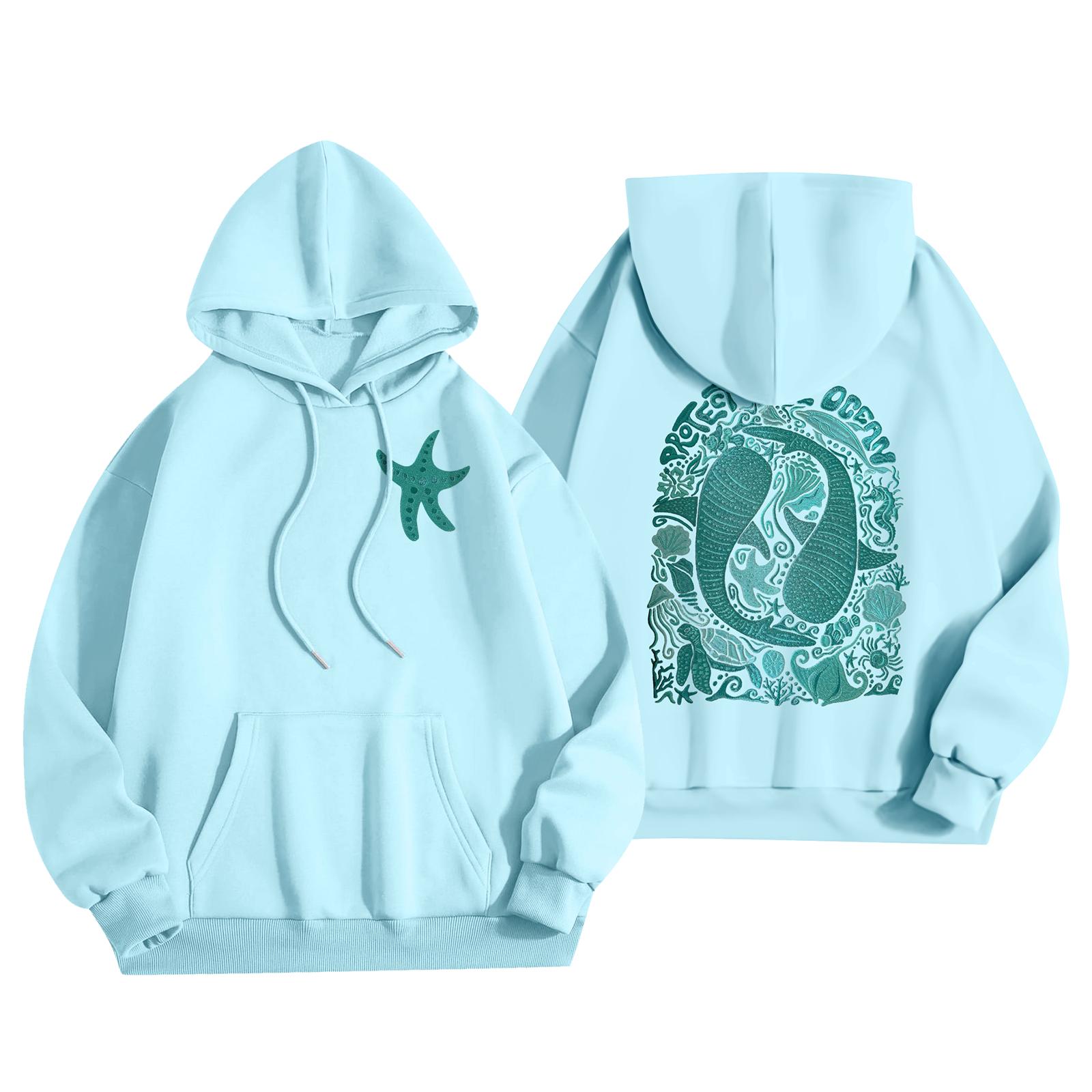 

Женская мода, женский легкий пуловер с длинными рукавами и карманами, толстовка с капюшоном в стиле консервативного стиля XXL синий