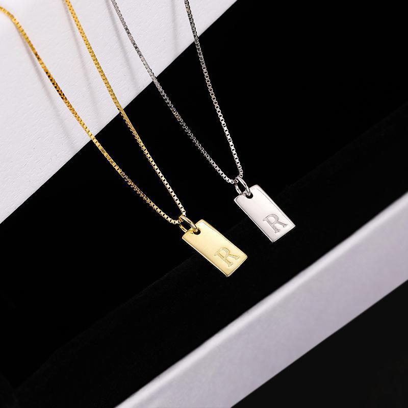 Banyan Tree Sterling Silver Square Letter Pendant Necklace