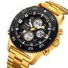 Skmei Mens Quartz Sports Waterproof Watches Luxury Stainless Steel Strap Analog Digital Display Dual Time Zone LED Alarm Clock