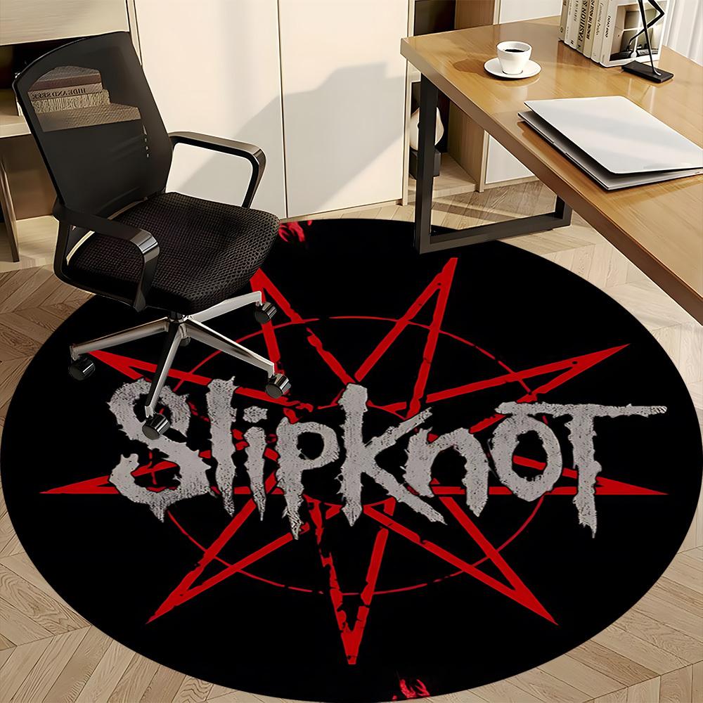 1 vnt. Slipknot grupės logotipas, apvalus biuro kilimas, neslystantis, minkštas ir patvarus biuro kilimas interjero dekoravimui, puikiai tinka biurui yy250915077