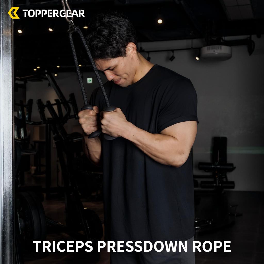 TOPPERGEAR Triceps Rope, Single Hand Grip, Ergonomic Grip, Easy to Grip, Cable Training Compatible (Double)