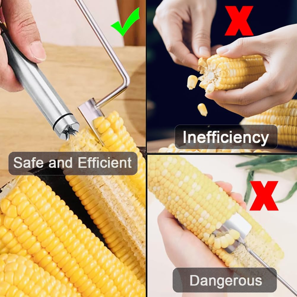 Corn Peeler, Corn Peeler for Corn on the Cob, Stainless Steel Corn Cob Stripper Tool Set, Avoid Cutting the Hands, Gift for Cooking Enthusiasts,