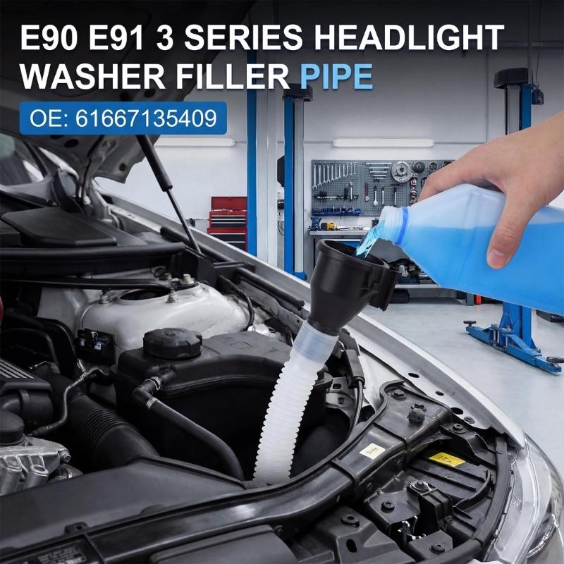 61667135409 Washer Fluid Reservoir Windshield Tank Tube Filler Pipe For E81 E82 E84 E87 E88 E90 E91 E92