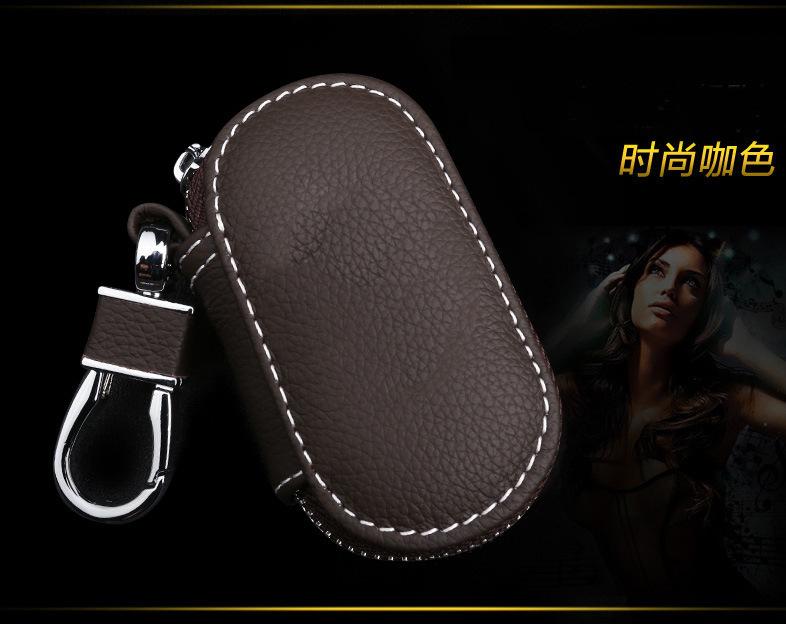 Men Key Holder Housekeeper Leather Car Key Wallets Keys Organizer Women Keychain Covers Zipper Key Case Bag Unisex Pouch Purse