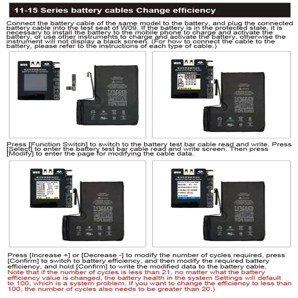 W09 Pro V3 Battery Life Efficiency Pop-up Tester Tool For iPhone 11 12 13 14 15