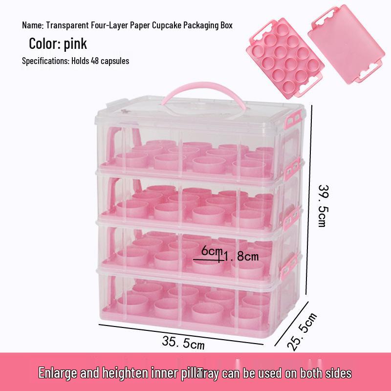 Transparent Cupcake Muffin Transport Box with Handle