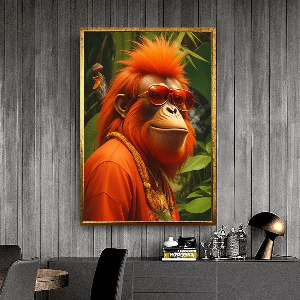 Gorilla Canvas Print, Gorilla with Eyes, Animal Art In Dress, Animal Portrait, Different Animal Decors, Ready To Hang Canvas No Frame