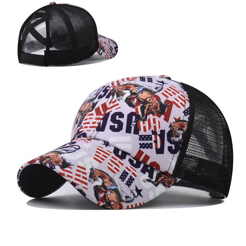 Summer Ladies Casual Ponytails Trucker Cap Breathable Sports Baseball Cap for Women Outdoor Fishing Hiking Runing Cycling Hats