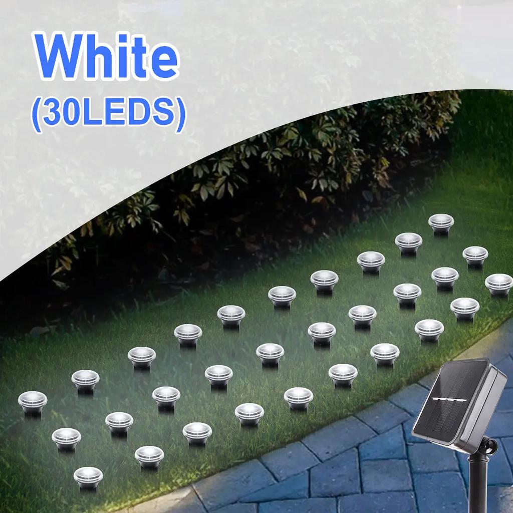 Solar LED Garden Pathway Light 15/30LEDs 8 Modes Outdoor Waterproof Lawn Lamp for Camping Weddings Christmas Holiday Lighting