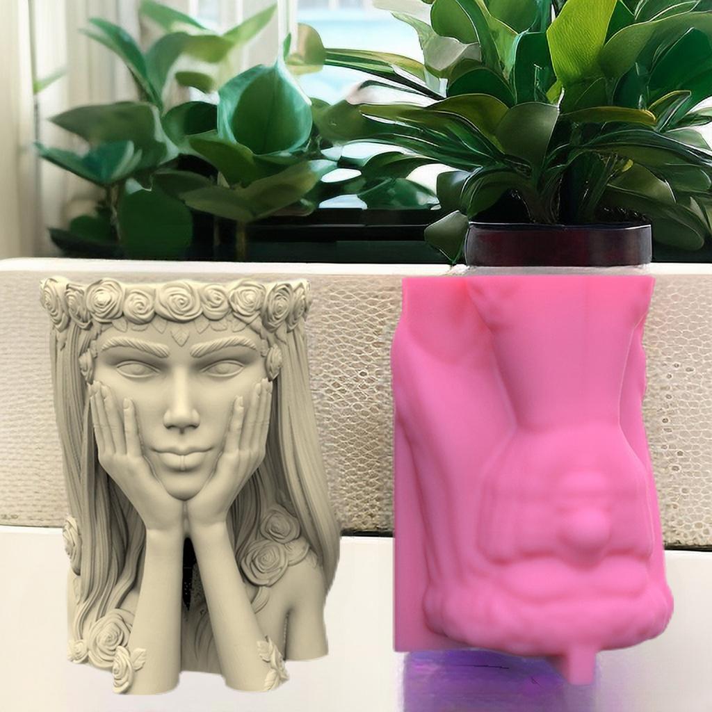 Goddess Gypsum Flower Pot Silicone Resin Mold Epoxy Resin Casting Mold Succulent Vase Cement Mold Candle Holder Mold