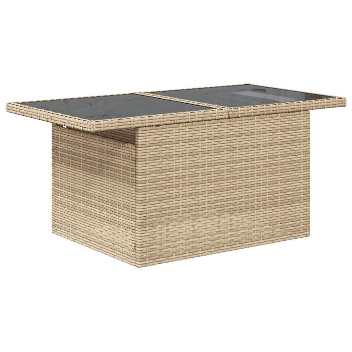 Ensemble de Canapés de Jardin de 11 Pièces avec Coussins Beige Poly Rattan, Canapé de Jardin 2 Places avec Rangement 3357093