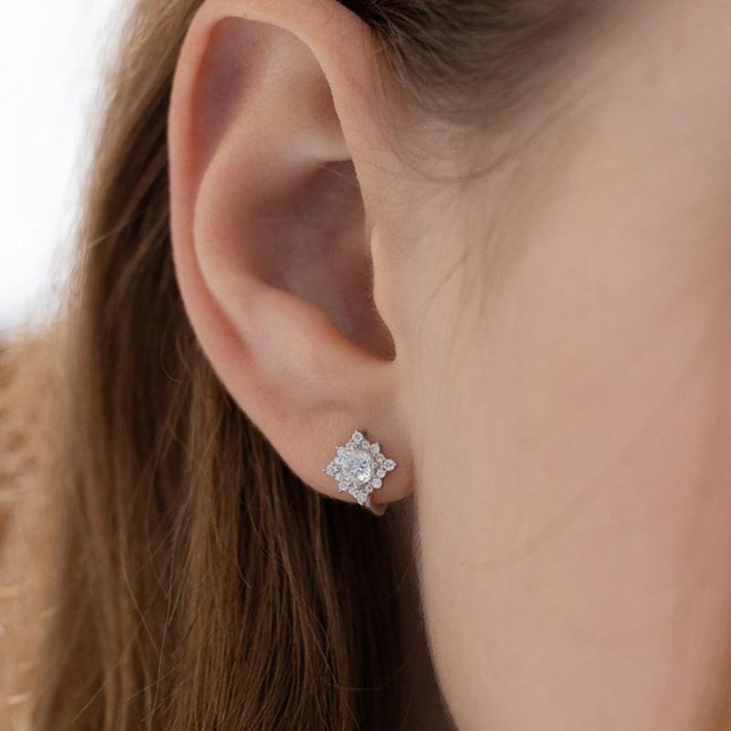 TATIANA (925 Silver) Vega Ray Hoop Earrings EC3182