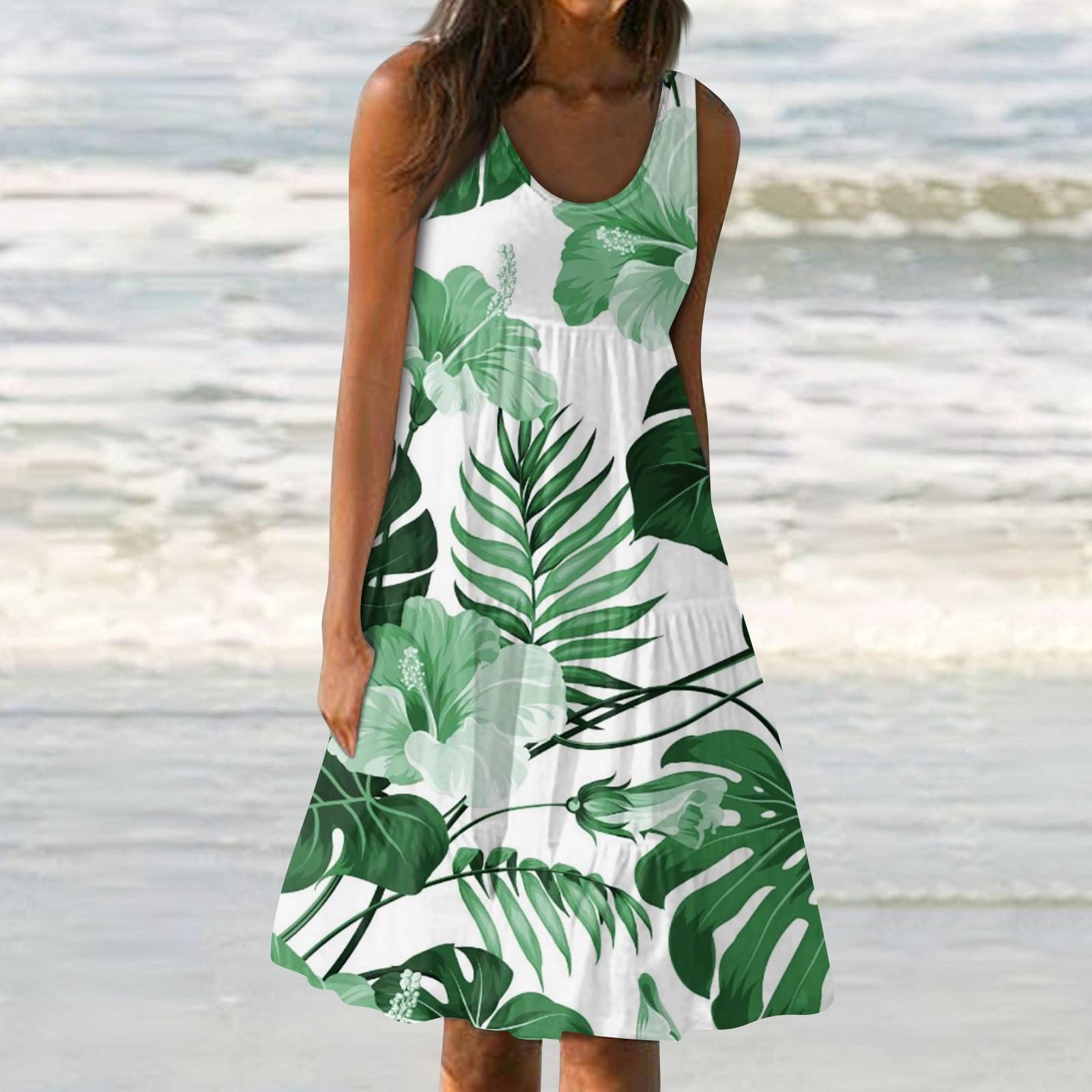 

Женское платье, милая повседневная пляжная юбка с принтом, сарафан L