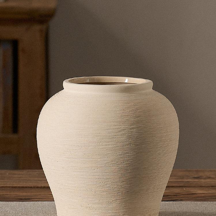 Terracotta Ceramic Vase: Rustic Pottery Flower Vessel for Living Room, Hotel, or Outdoor Décor