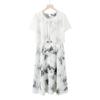 Elegant Summer Chiffon Skirt Set: Short-Sleeve Dress for Mature Women