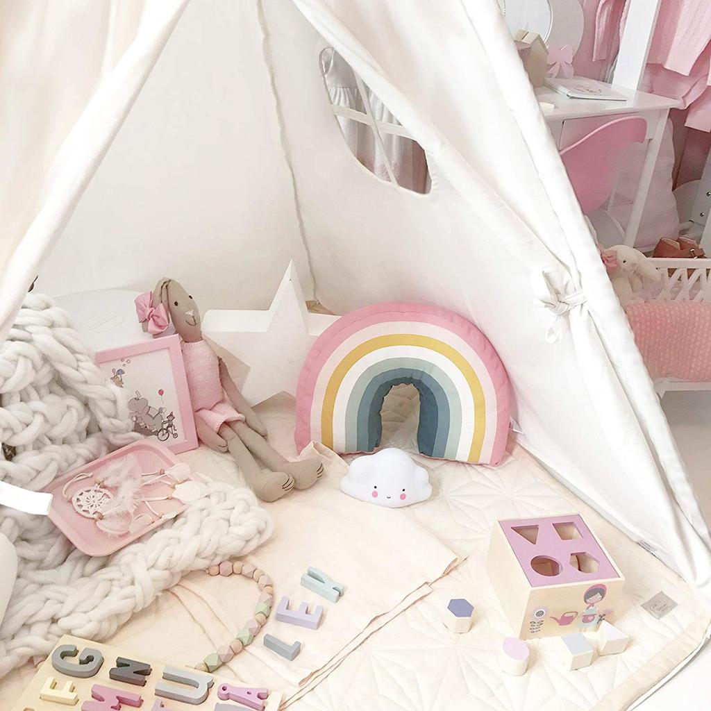 Wilwolfer Kids' Teepee Tent, Toy House, Easy Assembly, Portable Secret Base, Birthday or Christmas Gift (White)