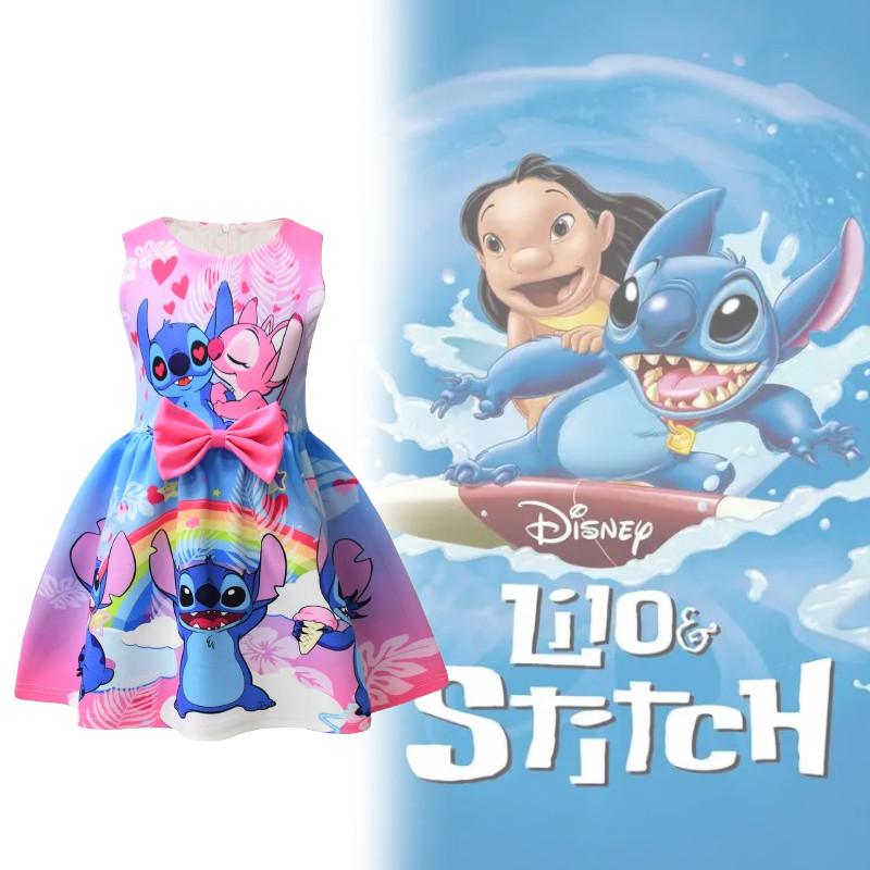 Lilo Stitch Girl Dress With Bow For Spring Casual Wear