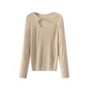 Sanpowa Women's Casual Hollow Out Long Sleeve Knit Top
