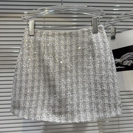 2025 Winter French Chic Sequin Tweed A-line Short Skirt