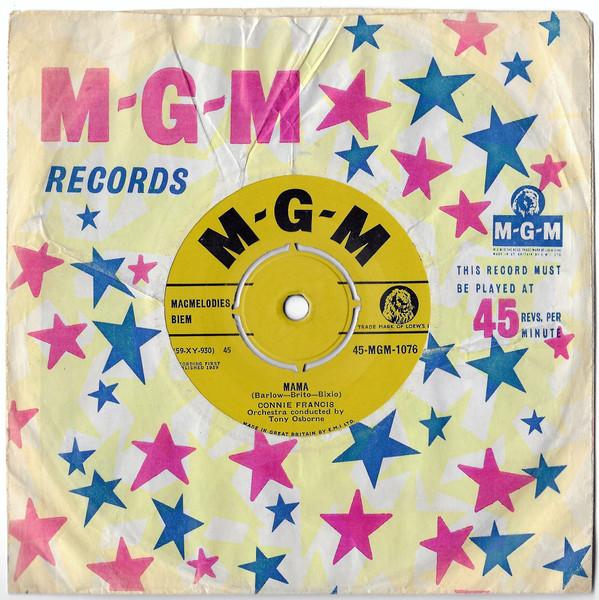 

7inch Record CONNIE FRANCIS - Mama / Robot Man 45MGM1076 MGM Records 1960 UK Rock Used