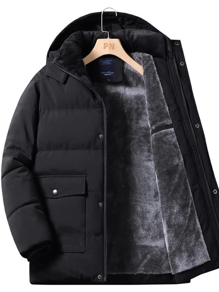 Middle-Aged & Elderly Men's Fleece-Lined Cotton Jacket - Warm, Thick Autumn & Winter Wear for Dad & Grandpa