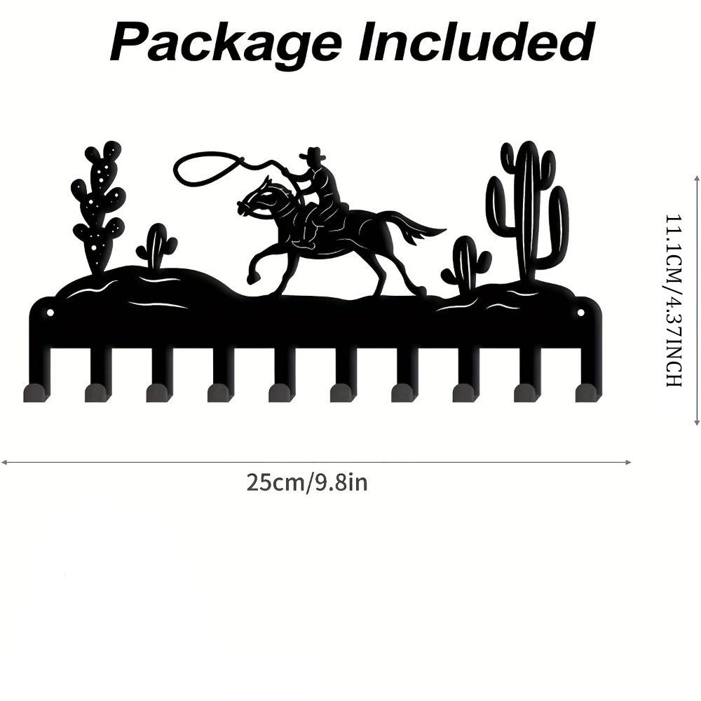 

Металлический держатель для ключей Cowboy Cactus - Эклектичная настенная стойка с крючками и 10 крючками - Простая в установке декоративная железная вешалка для ключей чёрный